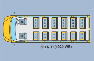 School Bus 4020WB Wider Body 4/30+A+D